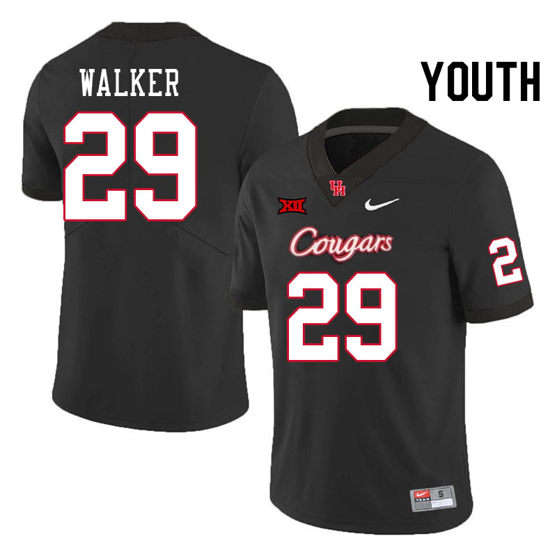 Youth #29 Kelan Walker Houston Cougars Big 12 XII College Football Jerseys Stitched-Black